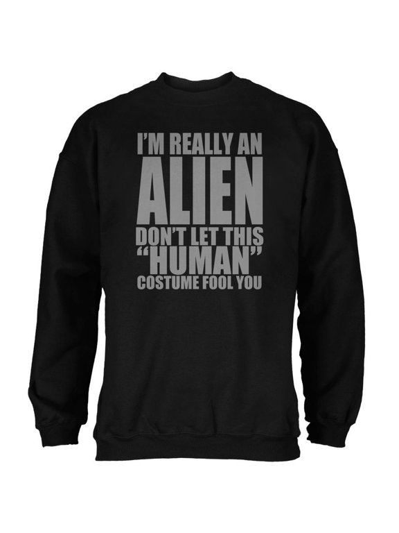 Halloween Human Alien Costume Mens Sweatshirt Black LG
