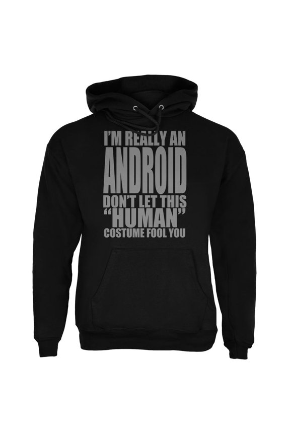 Halloween Human Android Costume Mens Hoodie Black 2XL