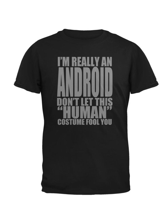 Halloween Human Android Costume Mens T Shirt Black MD
