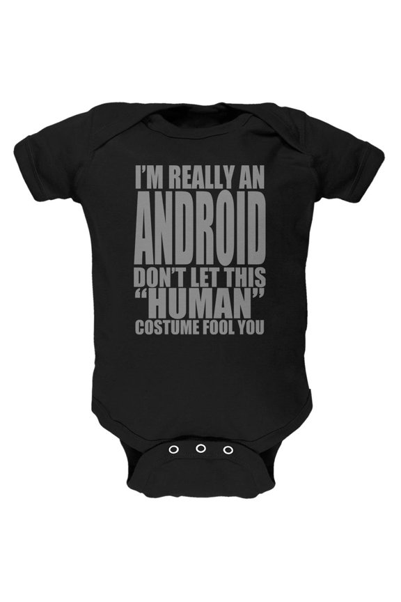 Halloween Human Android Costume Soft Baby One Piece Black 0-3 M