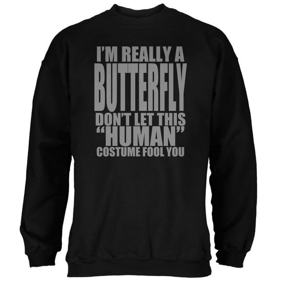 Halloween Human Butterfly Costume Mens Sweatshirt Black X-LG