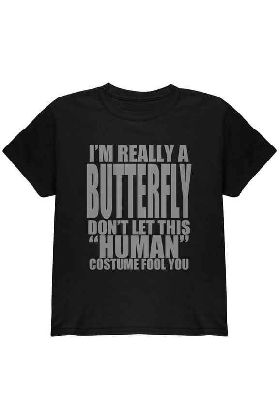 Human Butterfly Costume Youth T Shirt Black YLG
