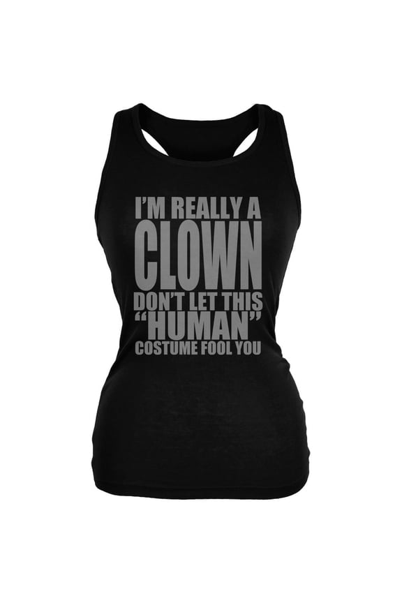 Halloween Human Clown Costume Juniors Soft Tank Top Black 2XL