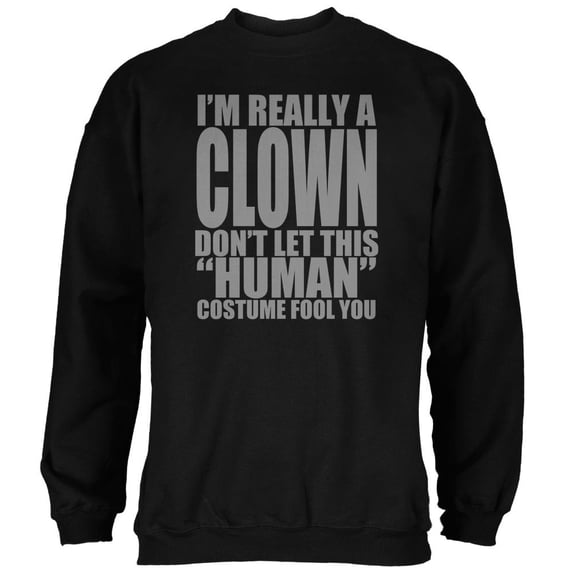 Halloween Human Clown Costume Mens Sweatshirt Black X-LG