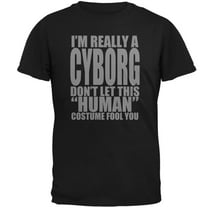 Halloween Human Cyborg Costume Mens T Shirt Black MD