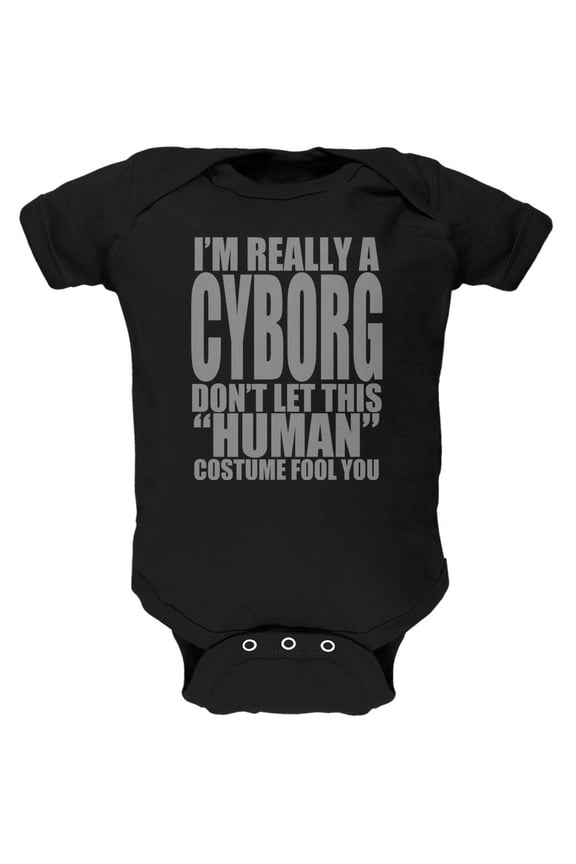 Halloween Human Cyborg Costume Soft Baby One Piece Black 18-24 M