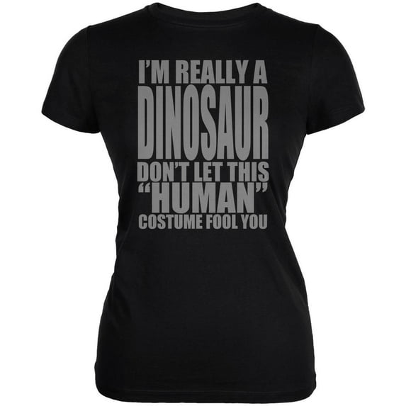 Halloween Human Dinosaur Costume Juniors Soft T Shirt Black SM