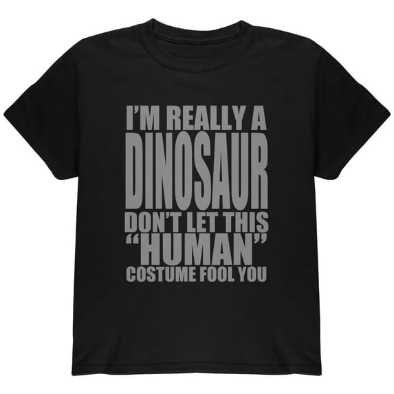 Halloween Human Dinosaur Costume Youth T Shirt Black YXL