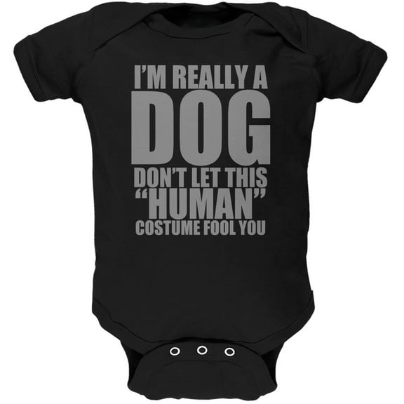 Halloween Human Dog Costume Black Soft Baby One Piece - 18 month