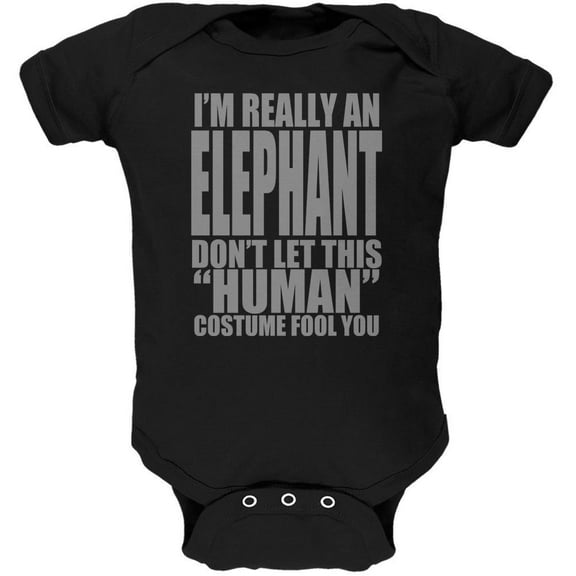 Halloween Human Elephant Costume Soft Baby One Piece Black 0-3 M