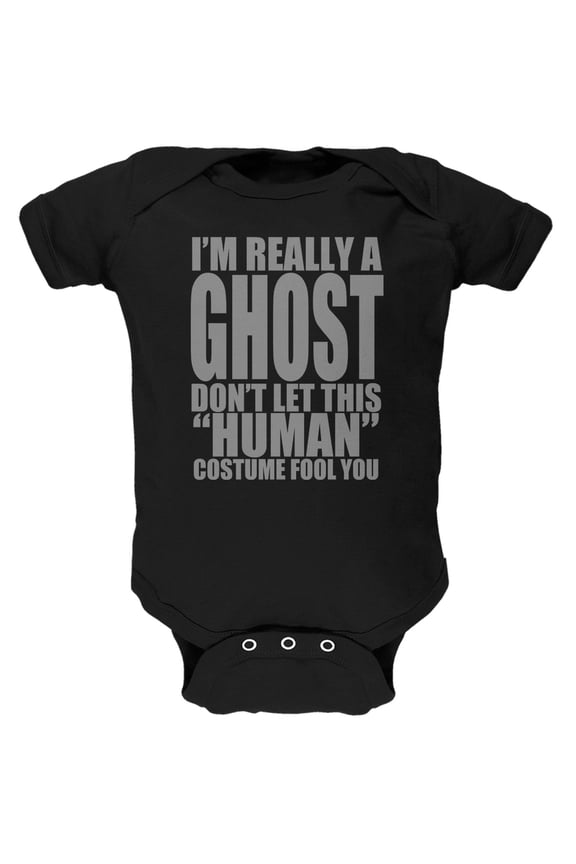 Halloween Human Ghost Costume Black Soft Baby One Piece - 0-3 months