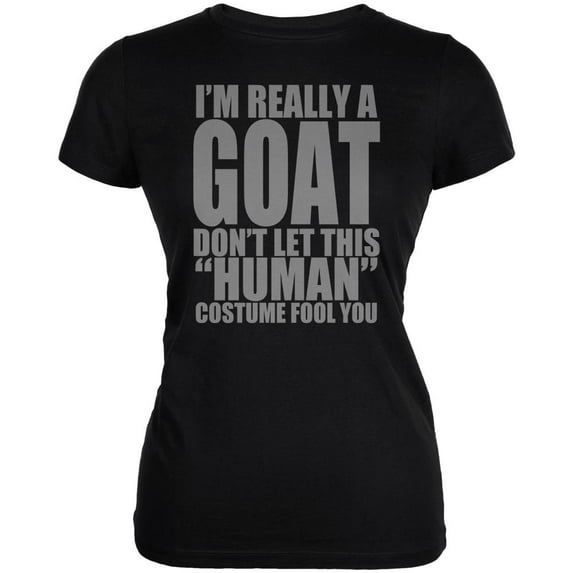 Halloween Human Goat Costume Juniors Soft T Shirt Black 2XL