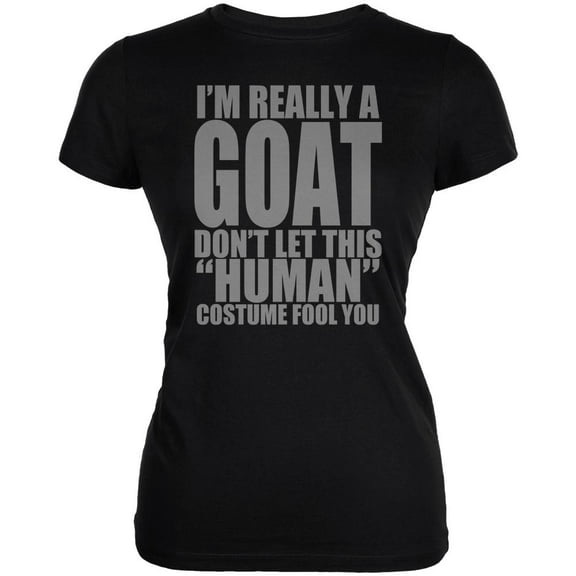 Halloween Human Goat Costume Juniors Soft T Shirt Black MD