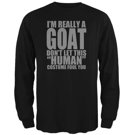 Halloween Human Goat Costume Mens Long Sleeve T Shirt Black X-LG