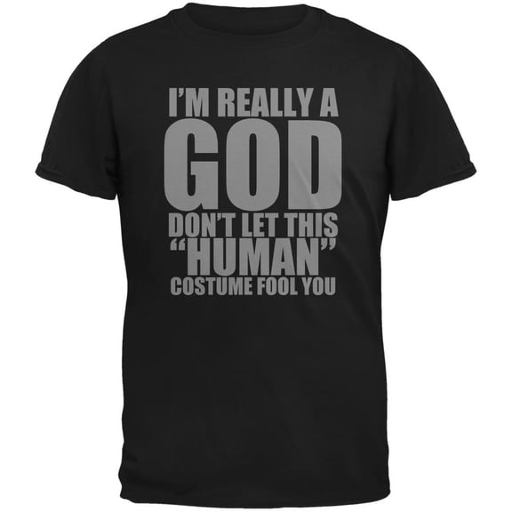 Halloween Human God Costume Black Adult T-Shirt - Medium