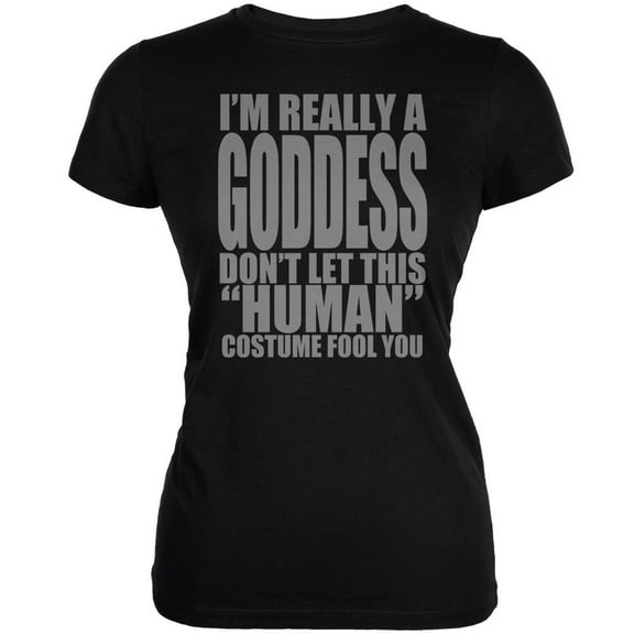 Halloween Human Goddess Costume Black Juniors Soft T-Shirt - Small