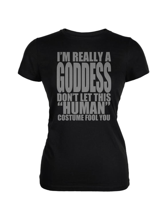 Halloween Human Goddess Costume Black Juniors Soft T-Shirt - Small
