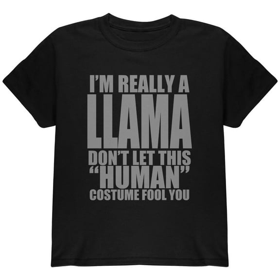 Halloween Human Llama Costume Youth T Shirt Black YLG