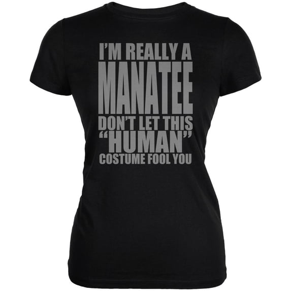 Halloween Human Manatee Costume Juniors Soft T Shirt Black LG