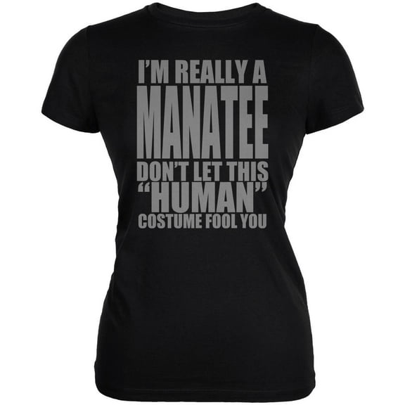 Halloween Human Manatee Costume Juniors Soft T Shirt Black LG
