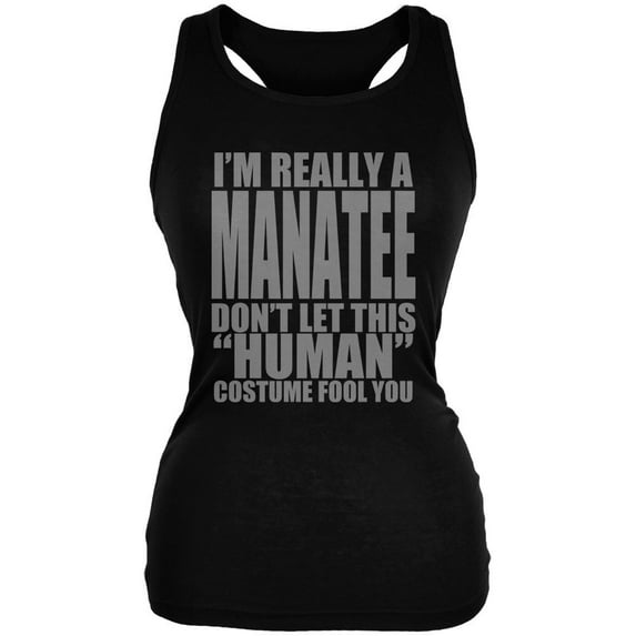 Halloween Human Manatee Costume Juniors Soft Tank Top Black X-LG