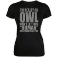 thumbnail image 1 of Halloween Human Owl Costume Black Juniors Soft T-Shirt, 1 of 1