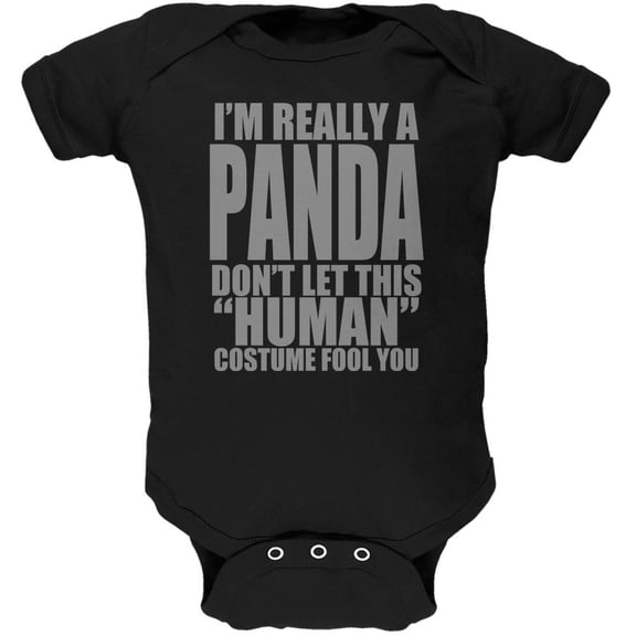 Halloween Human Panda Costume Soft Baby One Piece Black 9-12 M