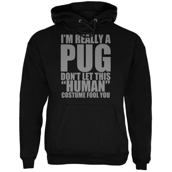 Halloween Human Pug Costume Black Adult Hoodie