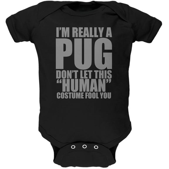 Halloween Human Pug Costume Black Soft Baby One Piece - 12 month