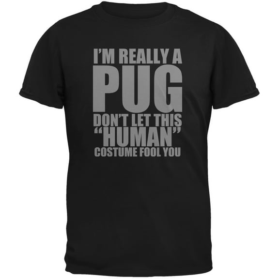 Halloween Human Pug Costume Black Youth T-Shirt - Large(14/16)
