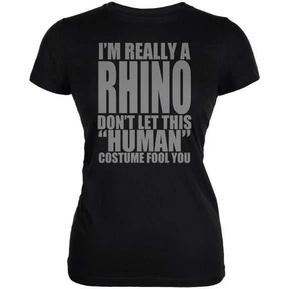 Halloween Human Rhino Costume Juniors Soft T Shirt Black SM