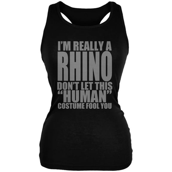Halloween Human Rhino Costume Juniors Soft Tank Top Black 2XL