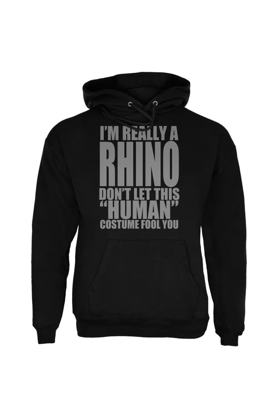 Halloween Human Rhino Costume Mens Hoodie Black 2XL