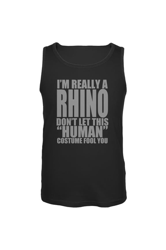 Halloween Human Rhino Costume Mens Tank Top Black LG