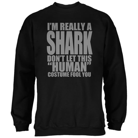 Halloween Human Shark Costume Black Adult Sweatshirt