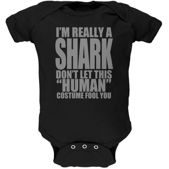 Halloween Human Shark Costume Black Soft Baby One Piece - 24 month