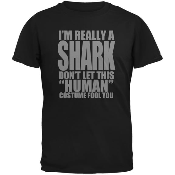 Halloween Human Shark Costume Black Youth T-Shirt - Medium(10/12)