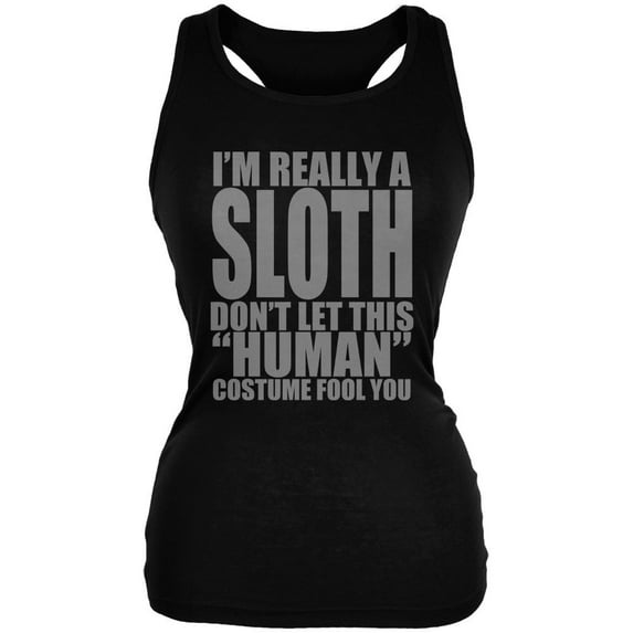 Halloween Human Sloth Costume Juniors Soft Tank Top Black 2XL