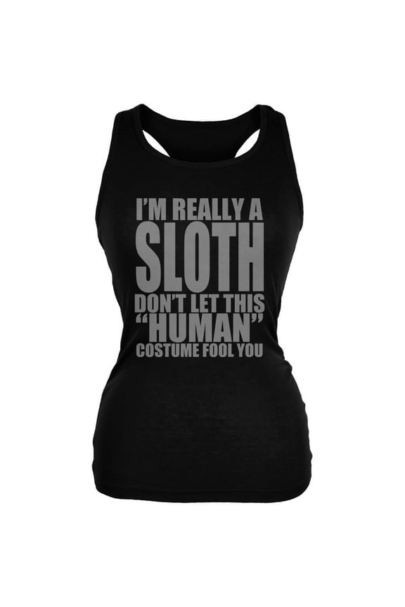 Halloween Human Sloth Costume Juniors Soft Tank Top Black MD