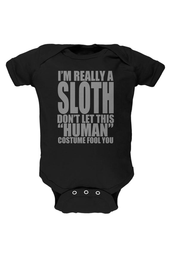 Halloween Human Sloth Costume Soft Baby One Piece Black 3-6 M