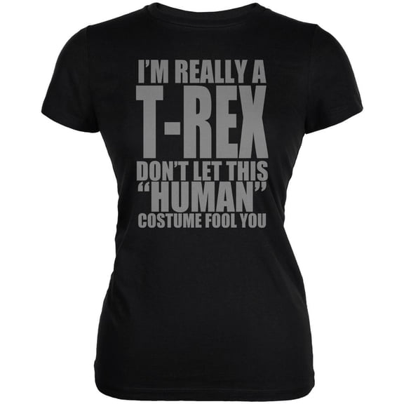 Halloween Human T-Rex Costume Juniors Soft T Shirt Black MD