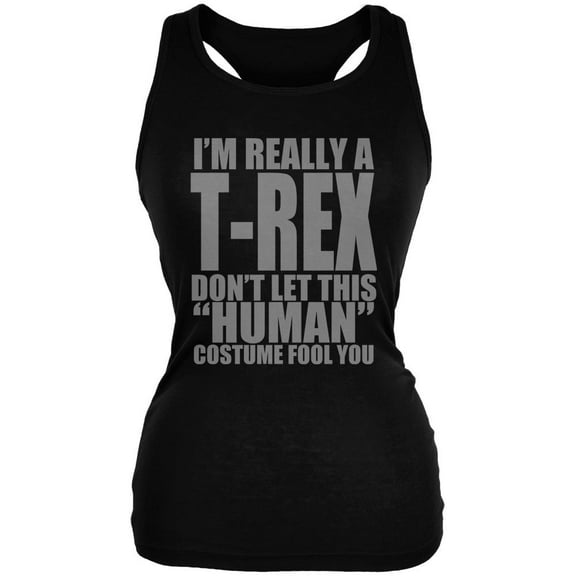 Halloween Human T-Rex Costume Juniors Soft Tank Top Black MD