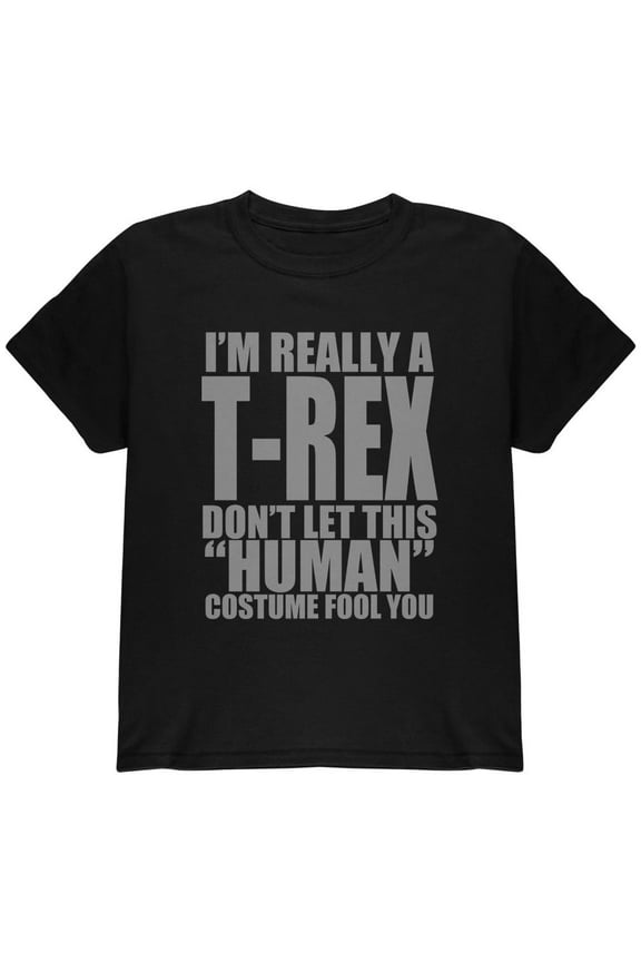Human T-Rex Costume Youth T Shirt Black YXL