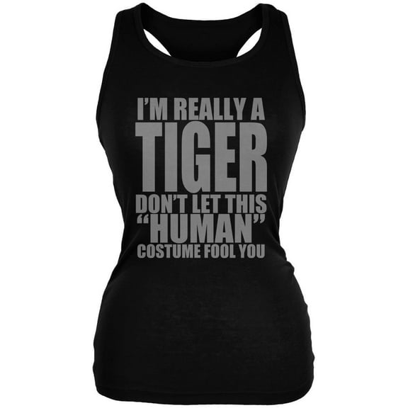 Halloween Human Tiger Costume Juniors Soft Tank Top Black SM