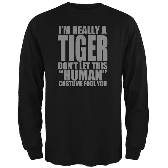 Halloween Human Tiger Costume Mens Long Sleeve T Shirt Black X-LG
