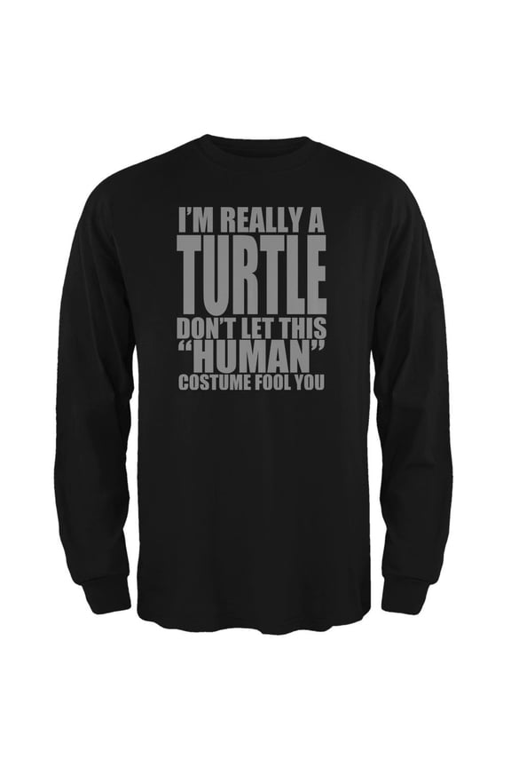 Halloween Human Turtle Costume Mens Long Sleeve T Shirt Black 2XL