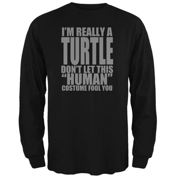 Halloween Human Turtle Costume Mens Long Sleeve T Shirt Black LG