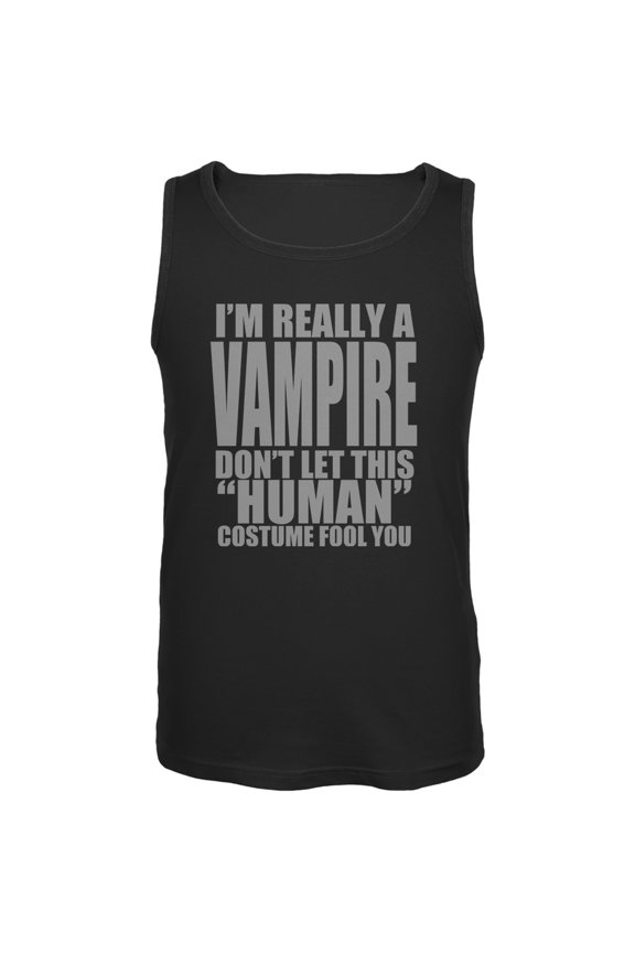 Halloween Human Vampire Costume Black Adult Tank Top - Large