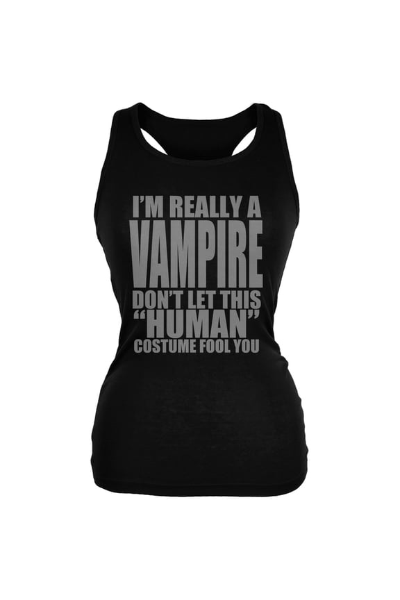 Halloween Human Vampire Costume Black Juniors Soft Tank Top - Small