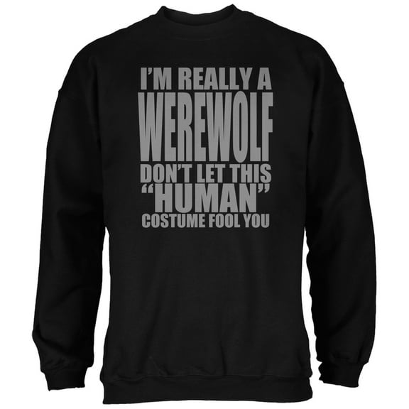 Halloween Human Werewolf Costume Black Adult Sweatshirt - Medium
